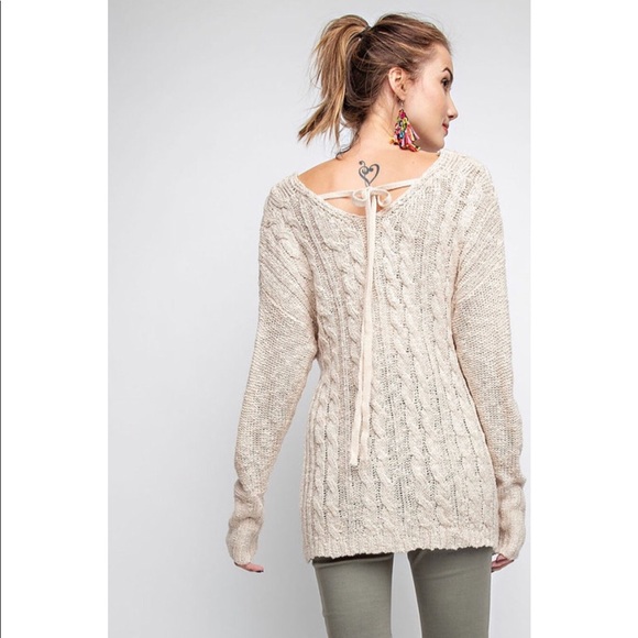 LAST ONE!!! Oatmeal Wrap Knit Sweater - Picture 2 of 6